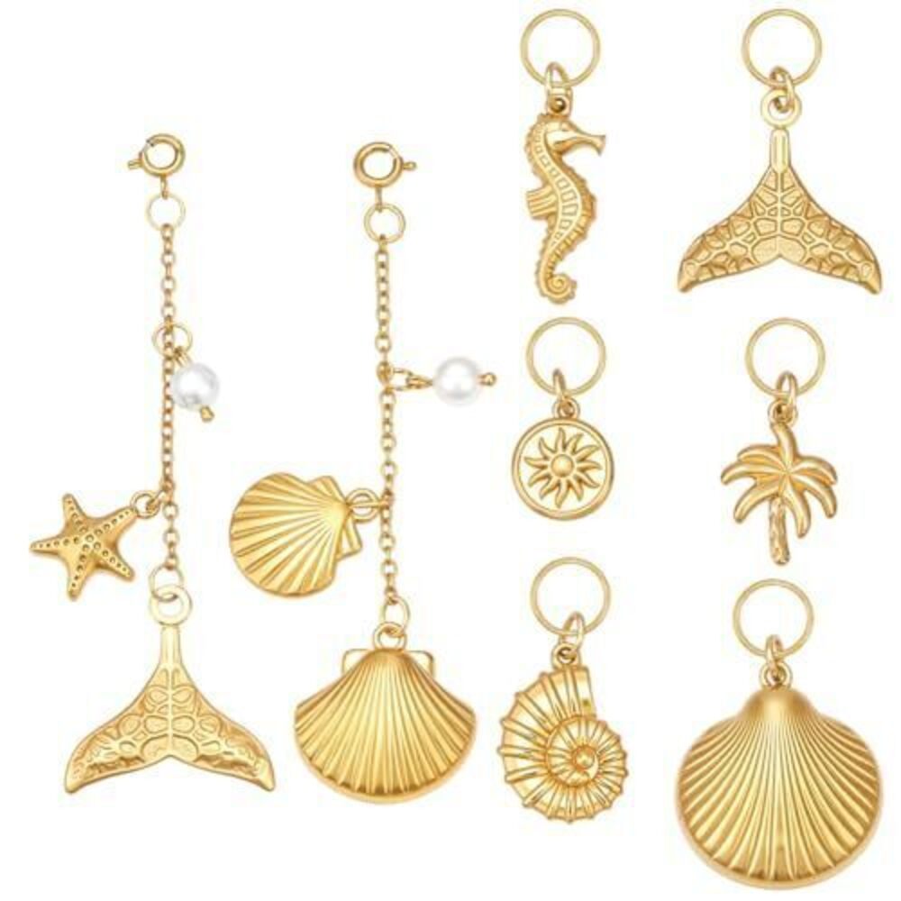 8046 8PCS Bikini Charms 18K Gold Plated Stainless Steel Swimwear
